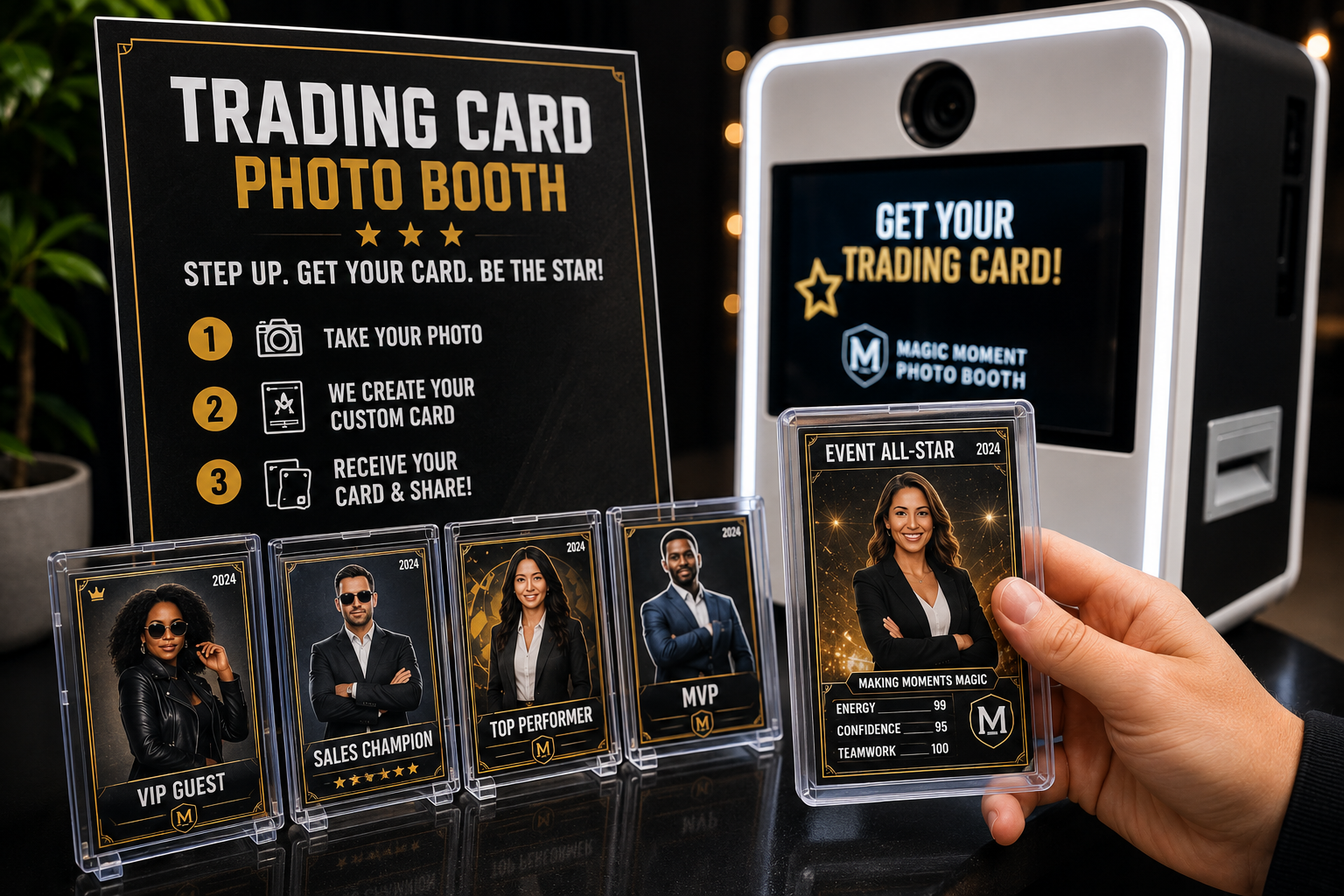 what is a trading card photo booth?